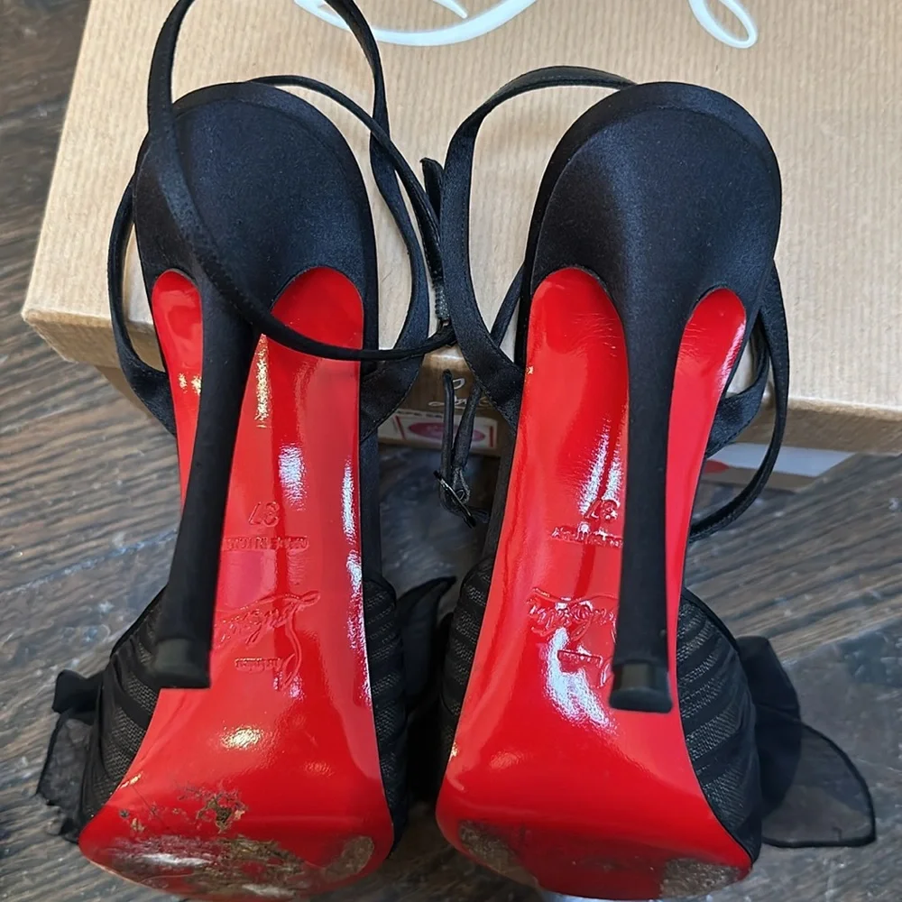 Christian Louboutin black satin heels - Picture 8 of 11